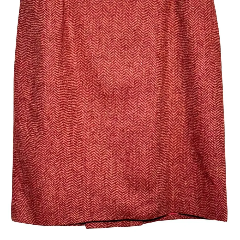 Vtg 1990's Lands End 100% Wool Pink Herringbone Size 16 Skirt with Pockets